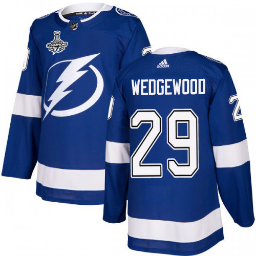 Adidas Tampa Bay Lightning Men #29 Scott Wedgewood Blue Home Authentic 2020 Stanley Cup Champions Stitched NHL Jersey->tampa bay lightning->NHL Jersey